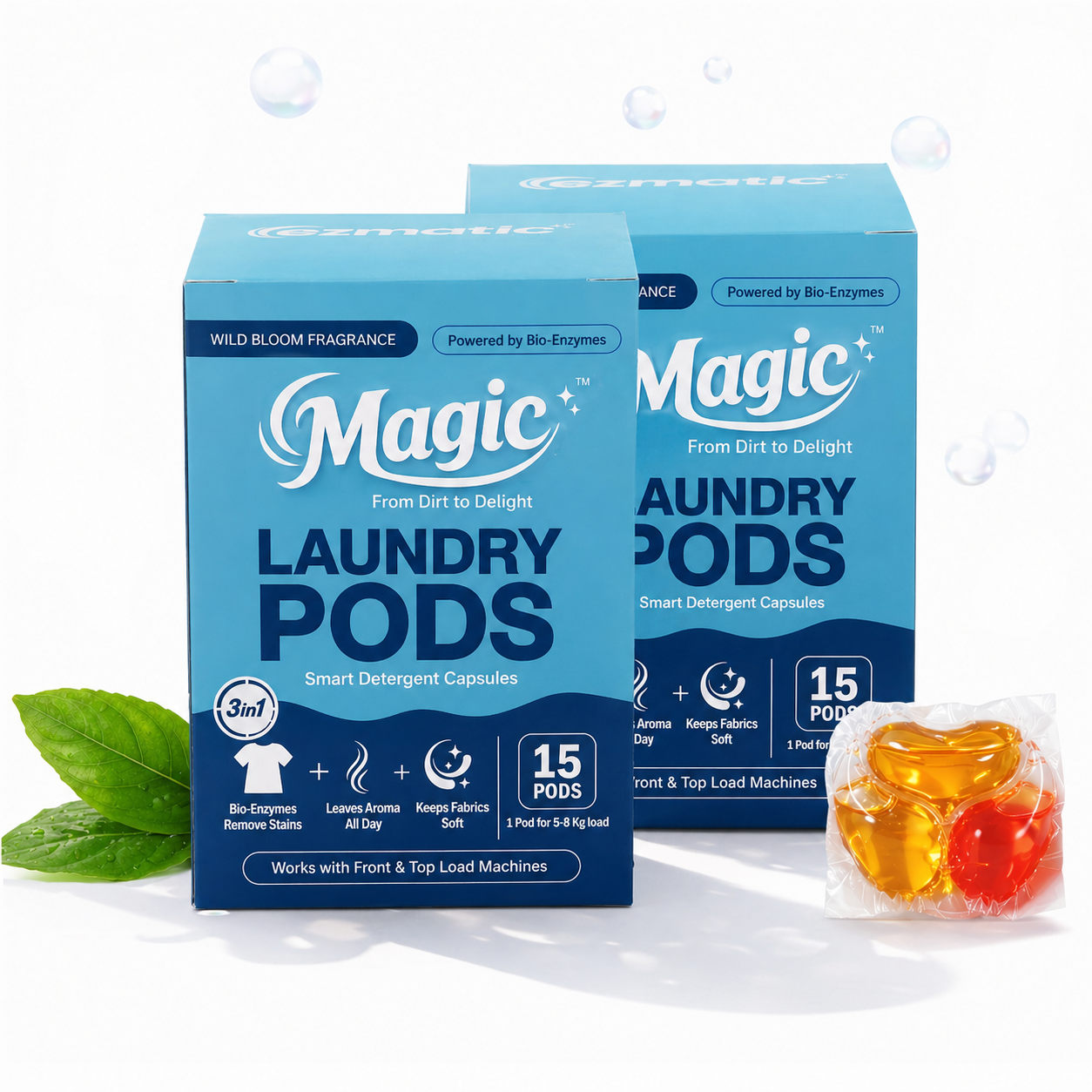 3-in-1 Laundry Detergent, Stain Remover, Brightening & Softener Capsules